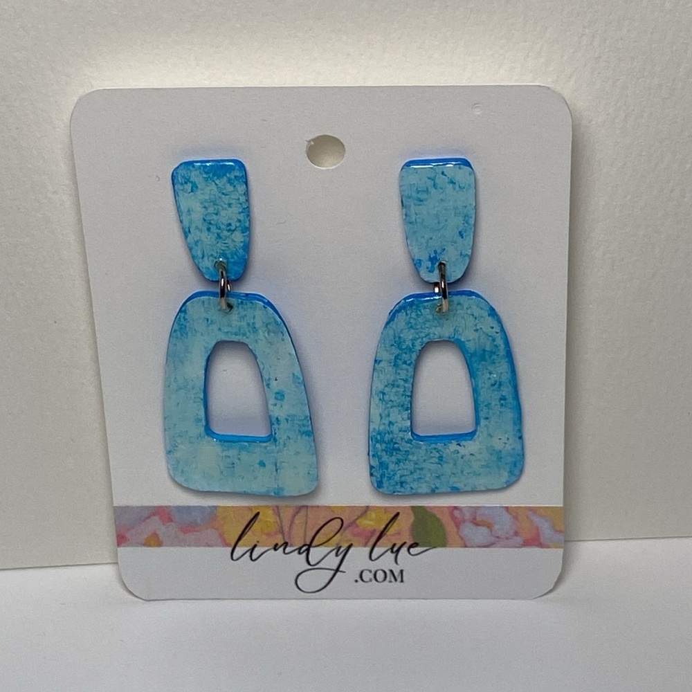 Artistic Blue Dangle Earrings Handcrafted - Picture 4 of 11